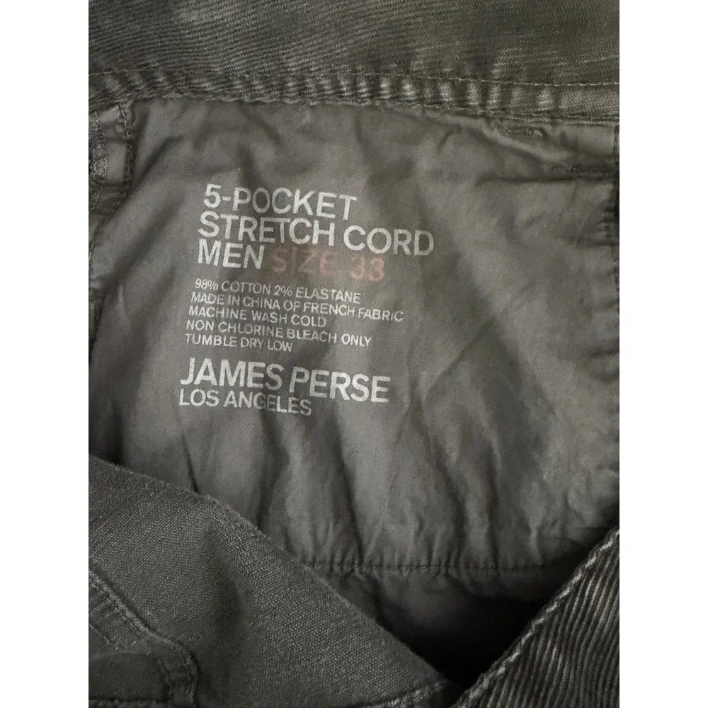 James Perse Corduroy Pants Mens 33 Grey Casual Slim Fit Stretch Preppy Casual